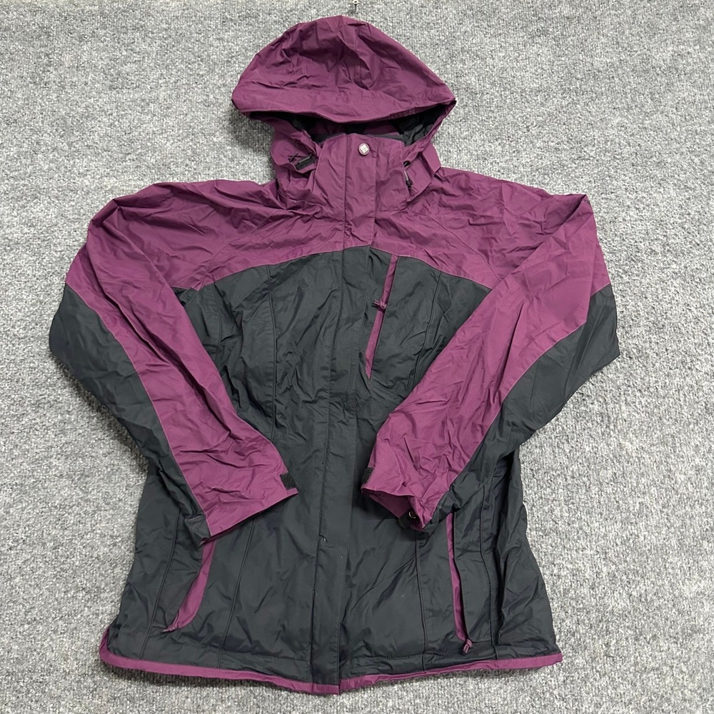 Columbia Jacket Womens Size S Purple Black Interchange Hooded Rain Shell Outdoor